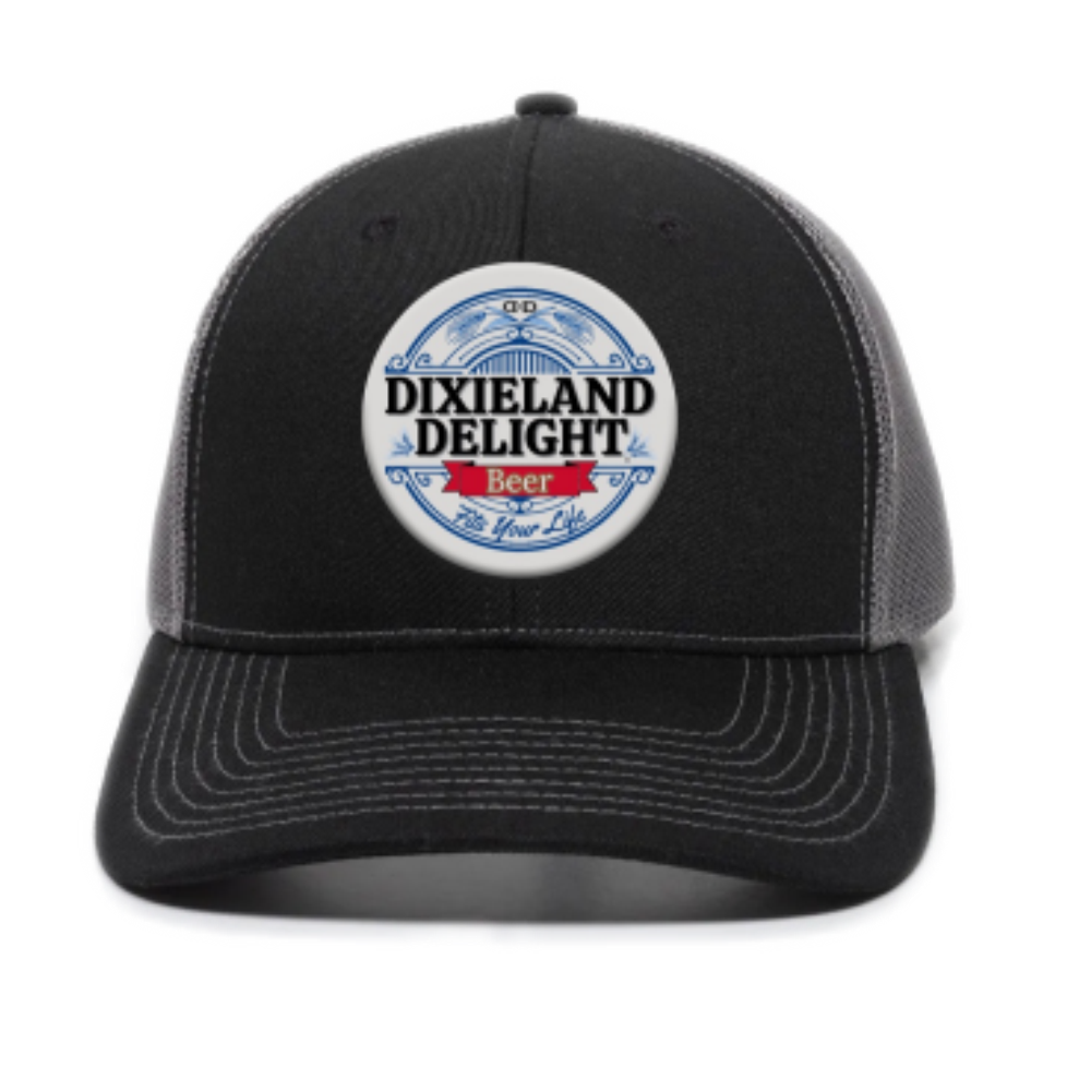 Black and Charcoal Logo Patch Hat